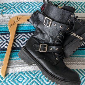 Leather Combat Boots (Dirty Laundry)